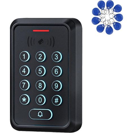 Contrôleur de contrôle d’accès RFID Double fréquence (ID + IC/NFC), Indice de Protection IP68, Clavier à Touches en Silicone rétroéclairé, Interface Wiegand WG26, + 10 Badges 125 kHz(4) (1/5)