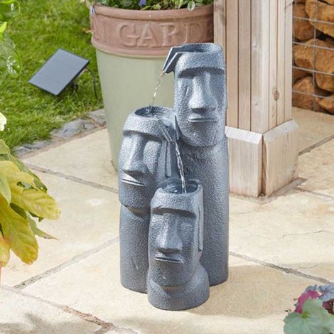 Fontaine solaire Trio moaï hauteur 51cm (1/2)