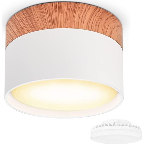 Spot En Saillie LED - Plafonnier Apparent 220-240 V - Base Aluminium Grain De Bois - Remplacement Ampoule Facile - 1 Pièce