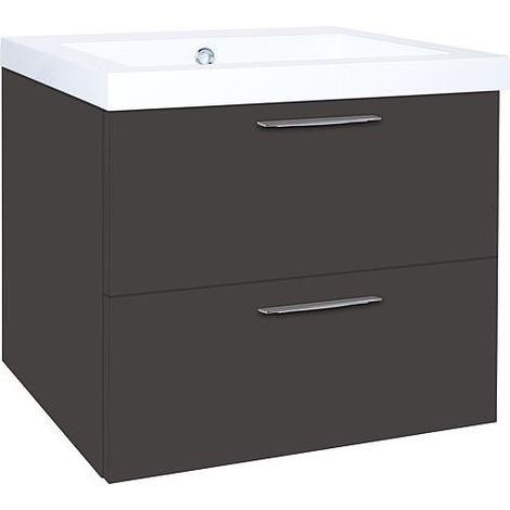 WTU+WT en fonte minérale EKRY anthracite brillant 2 tiroirs 610x550x510mm (1/3)