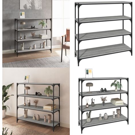 Bibliothèque Sonoma gris 100x33x100 cm Bois d'ingénierie acier - Bibliothèque Industrielle - Étagère Murale - Rangement Intérieur - Meuble Tv - Bibliothéque Moderne - Home & Living (1/5)