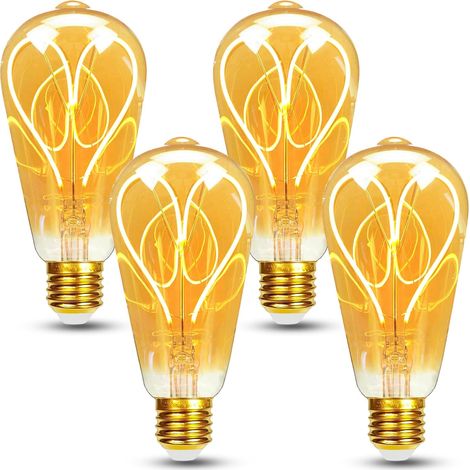 4er-Pack E27 Vintage-LED-Lampen, dimmbar, 4 W, ST64, warmweiß 2700 K, 360 lm, Edison-Stil, dekorative Retro-Lampen (1/5)