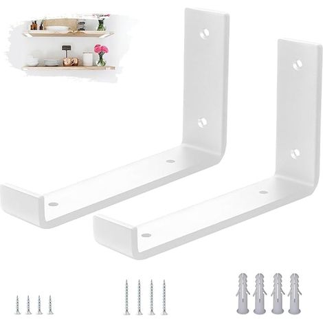 White Wall Shelf Brackets Steel Brackets Shelves Non-Slip Edges Mounting Bracket Shelf 20 cm (1/5)