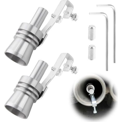 KLVGTIFS PU - 2 Pièces Turbo Whistle, Sifflet Tuyau d'Échappement de Voiture Taille XL, Blow-off Turbo Sound Simulator en Aluminium, Accessoire de Voiture Universel pour Modification(Argent)