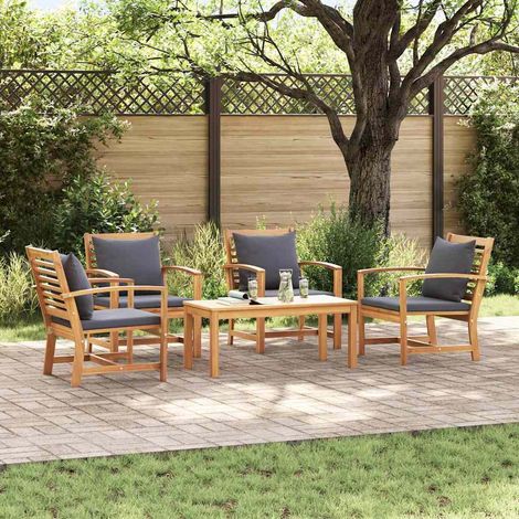 vidaXL Set Divano da Giardino 5 pcs Naturale Legno di teak solido (1/5)