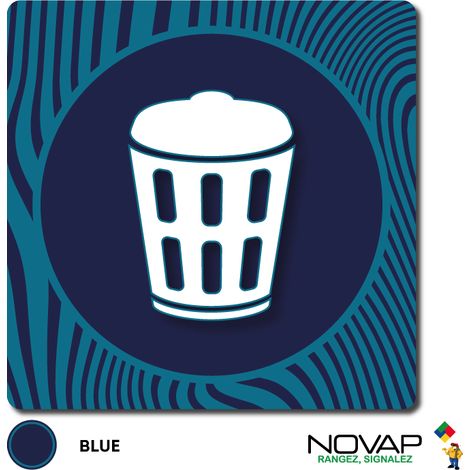 Plaque Poubelles - Design Bleu 90x90mm - 4340036 (1/2)