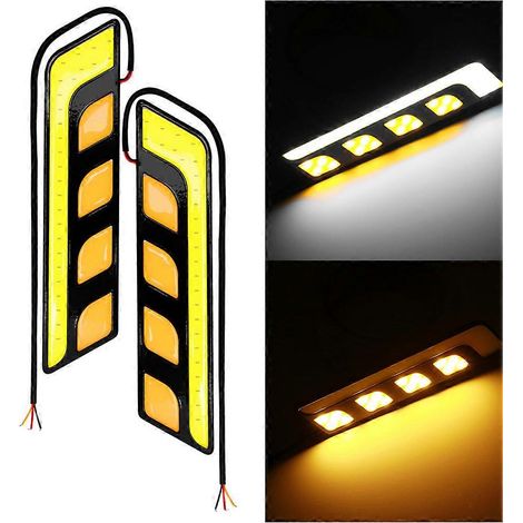 2 feux de jour LED 12 V lumineux, bande LED 6000K-8000K, clignotant blanc et marron. (1/5)