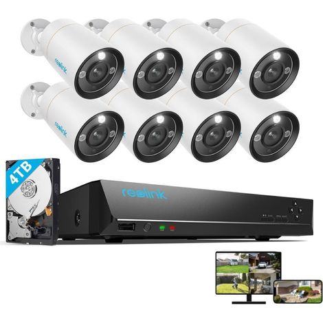 Reolink 12MP Überwachungskamera Set Outdoor, 8X 12MP PoE Bullet Überwachungskamera+16CH 4TB HDD NVR, Personen-/Fahrzeugerkennung, 30m Nachtsicht, 24/7 Schutz (1/5)