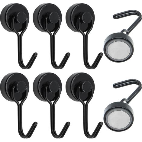 Set mit 6 magnetischen Kühlschrankhaken, 20 mm, 15 kg starker Neodym-Magnet, starke drehbare Magnethaken für Küche/Badezimmer (1/5)