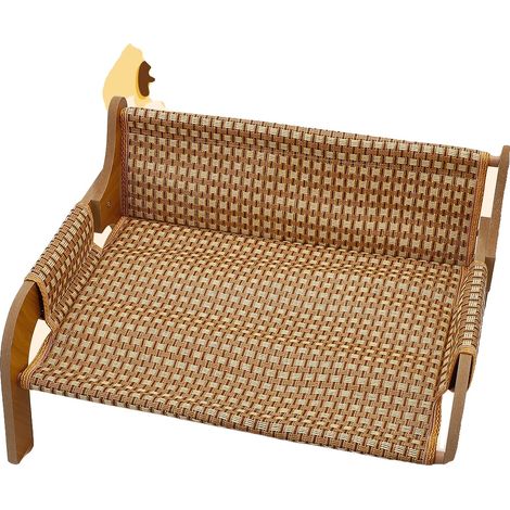 Sofá para gatos, estructura de madera resistente, cojines extraíbles, AMARILLO (1/2)