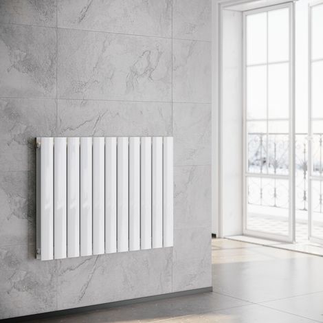 SONNI Radiatore a pannello orizzontale 630 x 847 mm Bianco Bagno/Soggiorno Radiatore orizzontale a doppio strato Radiatore da bagno Design Radiatore a pannello piatto (1/5)