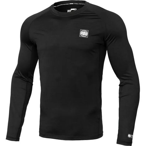 Pitbull Rashguard Herren Langarm Performance Pro Plus Kleines Logo Schwarz M