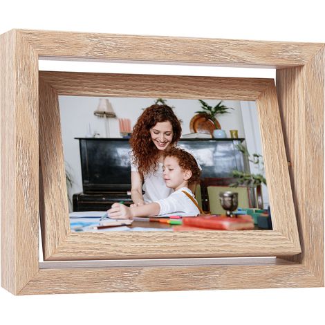 1 cadre photo double face rotatif, cadre photo en bois DIY, cadre photo horizontal et vertical 21164CM, un cadeau pour la famille et les amis (1/5)