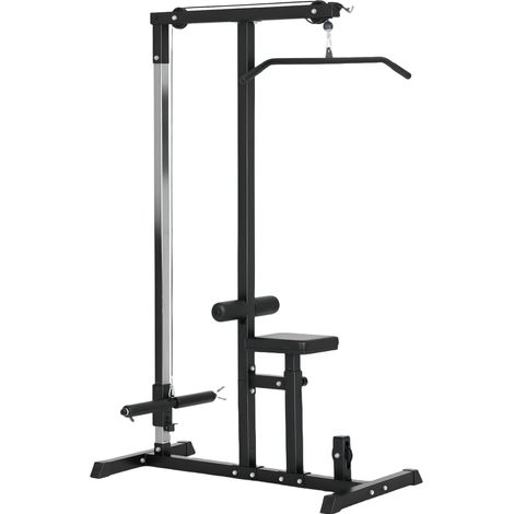 Stazione multifunzione con sedile regolabile e carrucola, acciaio nero, 107 x 120 x 190 cm (1/5)