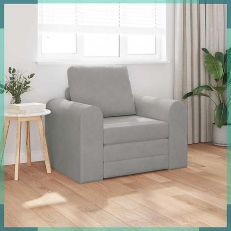 Canapé-Lit - 4106666 - Gris clair - Velours - 98 x 71 x 83 cm (1/5)