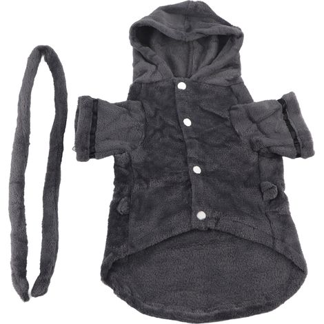 Peignoir Pour Chien - Vêtement De Nuit En Peluche Doux Avec Capuche Et Ceinture Réglable - Pour Chiens Et Chats - Taille XL (1/5)