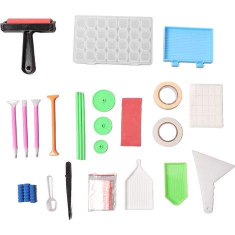 Set de 105 outils de peinture rhinestone : stylo pointe, boîte de rangement multi-casiers et rouleau pour bricolage créatif DIY. (1/5)