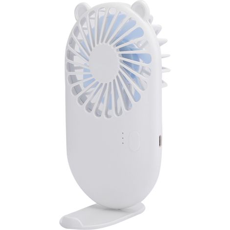Persönlicher Ventilator mit Standfuß, kleiner tragbarer, wiederaufladbarer und niedlicher Ventilator, 3 Windgeschwindigkeiten, geeignet für den Innen- und Außenbereich, weiß/blau.