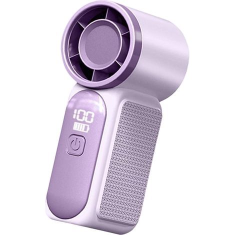 Mini ventilateur portable,Affichage LED,Dos nu, USB,Batterie longue durée de 3000 mAh,Adapté pour la maison et les voyages,Violet (1/4)