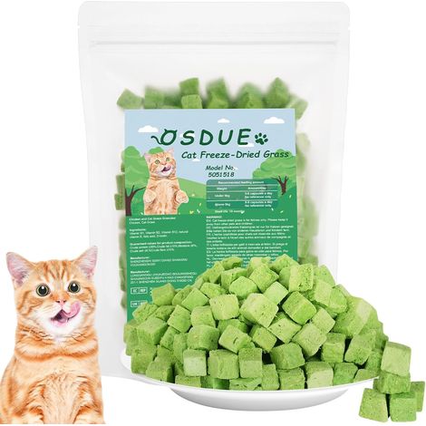 Bâton d'herbe à Chat, 100g Blocs Bâton Chats de Dentition d'herbes à Mâcher Dentition lyophilisé Comestible pour Le Nettoyage des Dents et Élimination des Boules de Poils pour Chat (1/5)