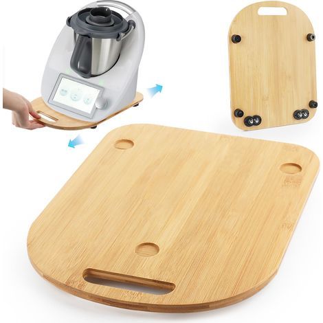 Base roulante pour Thermomix - Planche à roulettes bambou - Pour TM5/TM6 - Glissement facile, stabilité optimale - Protège la balance - Naturel (1/5)