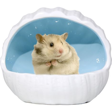 Ceramic Hamster Hideout Guinea Pigs House Guinea Pig Accessories Sand Bathes for Small Pets Hamster Accessories for Cages for Guinea Pigs Chinchillas Gerbils Hedgehogs (Blue) (1/5)