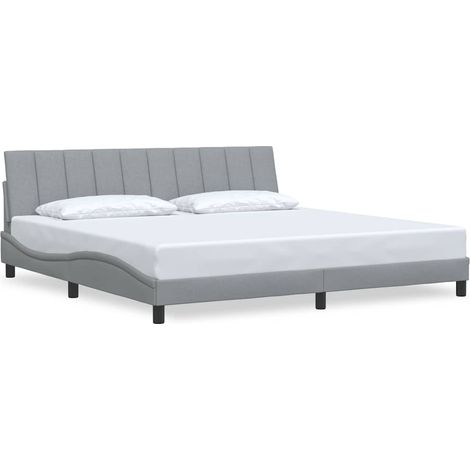Lit double,Lit adulte,Cadre de lit sans matelas Hanko gris clair 200x200 cm tissu CFW8746842 (1/5)