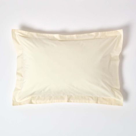 HOMESCAPES Cream Egyptian Cotton Oxford Pillowcase 200 Thread Count, Standard Size - Cream