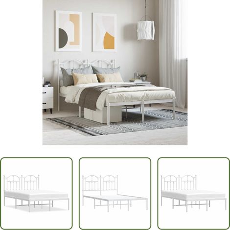 vidaXL Lit avec soutien - Cadre de lit métal sans matelas et tête de lit blanc 120x190 cm (1/5)