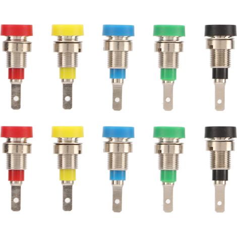 Lot de 5 bornes de connexion laiton 2mm, douilles banane sécurisées, montage sur panneau pour électronique, camping-cars et bateaux (1/5)