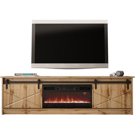 Mirjan24 – Meuble TV Charlotte 165 en chêne wotan – 2 portes – Éclairage LED – Dimensions 200x57x35cm – Design moderne (1/4)