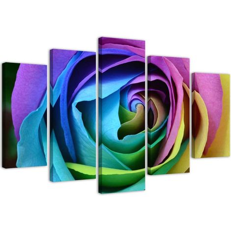 Stampa su tela 5 parti, Rosa colorata - 200x100 (1/4)