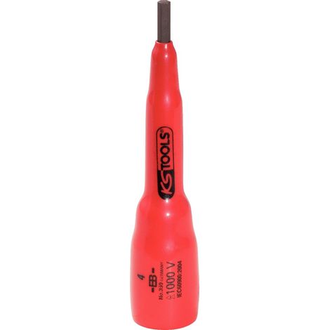 Douille tournevis 3/8" avec revêtement isolant pour vis à 6 pans creux, 4 mm - En Chrome Vanadium - Brunie