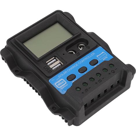 Contrôleur de charge solaire automatique 12 V/24 V, contrôleur d'énergie solaire PWM, double port USB, écran LCD, 20 A (1/5)