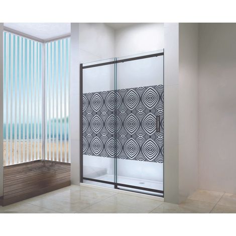 ONDEE - Mampara de baño UIMI, Mampara de baño corredera - Vidrio templado - acabado negro mate - 120cm (1/4)
