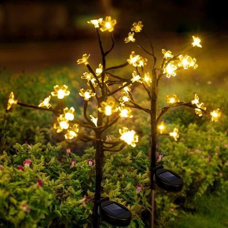 Luci solari da giardino per esterni, 2 pezzi con 20 LED a forma di fiore, impermeabili IP65, decorazione per esterni per balcone, terrazza, vialetto, prato (1/4)