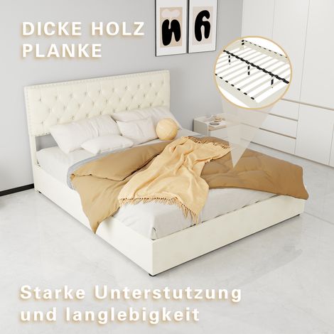 Letto matrimoniale salvaspazio 160x200 beige OKMYHOME