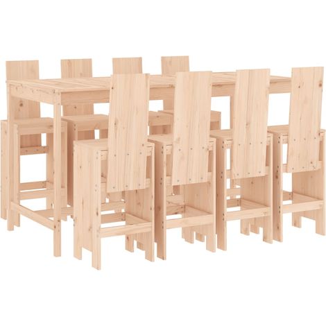 Maison Exclusive - Set Bar da Giardino 9 pz in Legno Massello di Pino