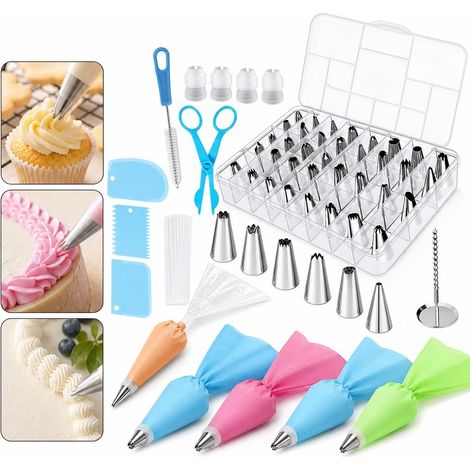 72 Pcs Kit Patisserie Douilles Inox Poches a Douille 19 x 13 x 3.6 cm Decor Gateau Cupcake Chantilly Biscuit Patisserie Debutant Expert (1/5)