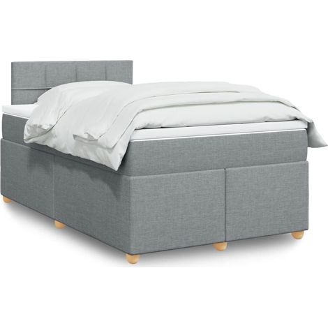 Boxspringbett mit Matratze Hellgrau 120x200 cm Stoff