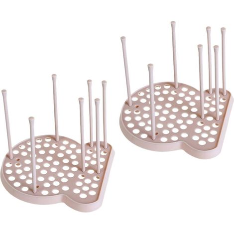 Ensemble 2 égouttoirs multiusage pour vaisselle et couverts, en plastique rose, avec supports pour bols et assiettes