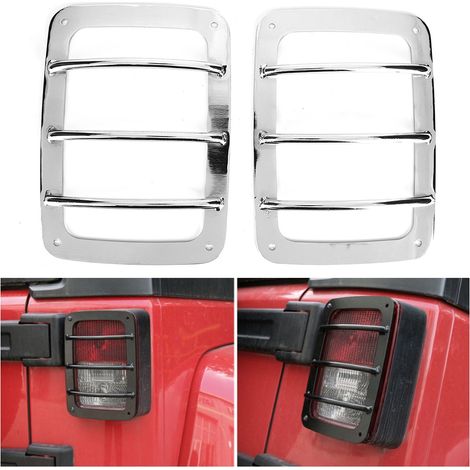 Lot de 2 protections de feux arrière pour Jeep Wrangler JK 07-17 (argenté) (1/5)