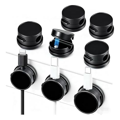 Clips Câbles, 8 Organisateur de Câble Magnétique de Autocollants Utilisation d'une Seule Main, Convient Clip Autocollant sans Résidus pour Bureau Table Nuit