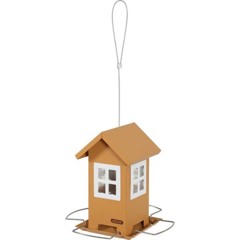 Mangeoire maisonnette orange 4 fenêtres, pour graines oiseaux. - animallparadise (1/3)
