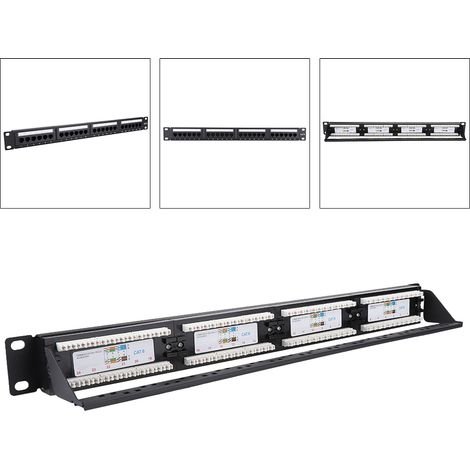 Panneau de brassage de données montable à 24 ports, rack pour câbles réseau CAT6 haute vitesse (1/5)