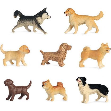 8 Figurines Miniatures Chien Réalistes en Plastique Détaillées pour Décoration Gâteau Anniversaire Cadeau Enfant (1/5)