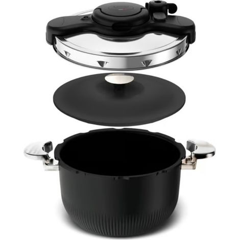 6l schwarzer schnellkochtopf aus edelstahl - Seb - P4810700