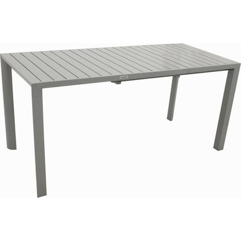 Table de jardin extensible 120/162 x 70 cm, en aluminium gris argenté, résistant aux intempéries (1/5)