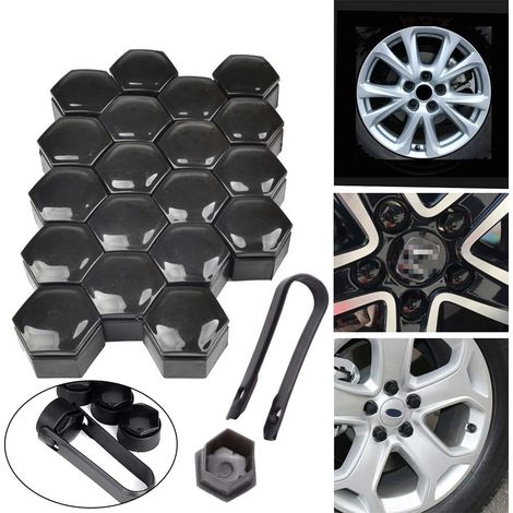 Cache Ecrou 17 mm, 20 Pièces 17mm Boulon Ecrou Couvre, Capuchons Protection Hexagonal pour écrous De Roue, Cache Boulon Universels 17mm (1/5)