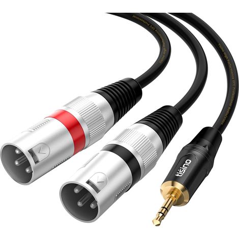 Câble de 3,5 mm vers XLR, câble de raccordement de câble de dérivation stéréo mâle de 3,5 mm à deux XLR - 3 mètres Câble adaptateur répartiteur mini jack 1/8" vers 2 XLR mâle, pour connecter des tabl (1/5)